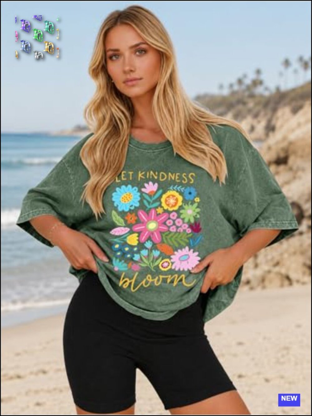 Oversized Graphic Tee Women Cotton Short Sleeve Summer Casual Loose Fit Boho Top - Picture 2 of 6